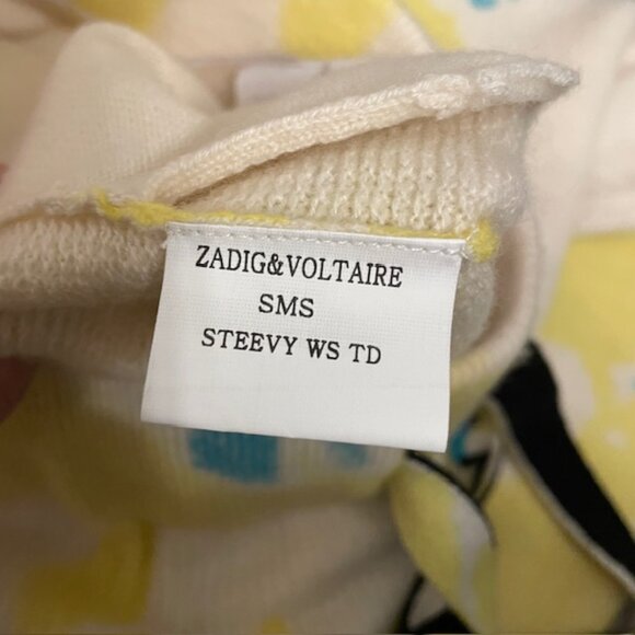 NWT Zadig & Voltaire Tie Dye Steevy Cashmere Pants Joggers Yellow Blue Medium - Picture 11 of 16